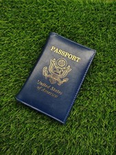 Eagle Print US Passport Cover ID Holder Travel Case Vegan Leather Cover