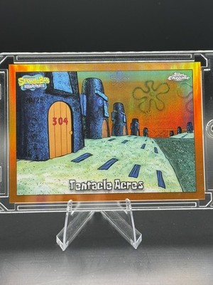 2025 Topps Chrome SpongeBob SquarePants Tentacle Acres Orange Refractor /25 #106