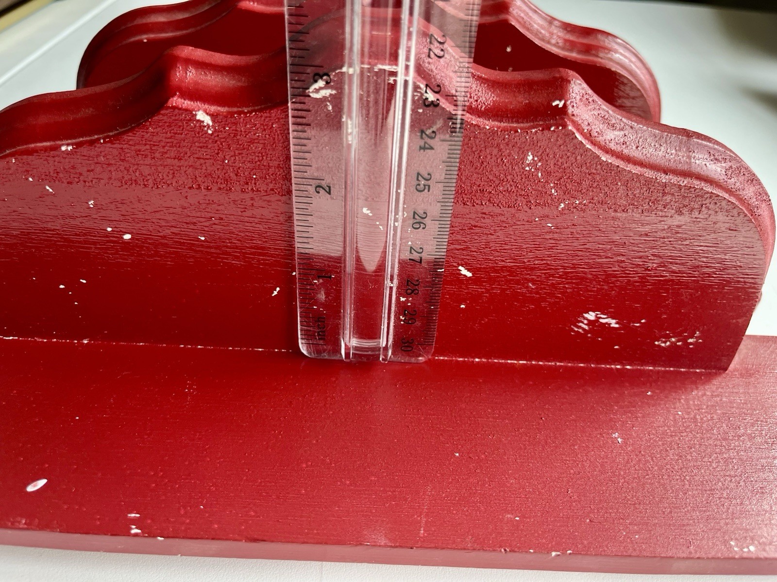 Vintage Handmade Cranberry Wooden Wall Hanging Mini Shelf  Set of 2, 11x4.25x3”