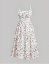 SHEIN Mod NWT Multicolor Floral Lace Trim Smocked Romantic Sundress Size 2XL