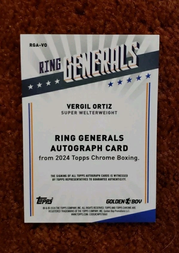 VERGIL ORTIZ 2024 Topps Chrome Boxing Ring Generals Autograph AUTO #'d 38/75 - Image 2 of 2
