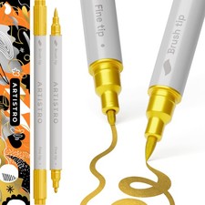 ARTISTRO 2 Gold Dual-Tip Acrylic Paint Pens - 1 Count Pack of 2 ,
