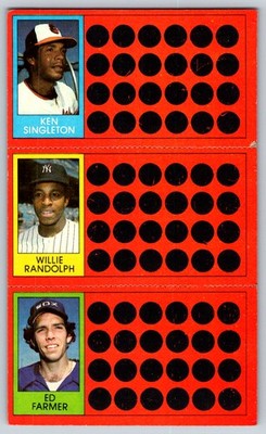 Ken Singleton / Willie Randolph / Ed Farmer 1981 Topps Scratch-Offs 17 / 36 / 54