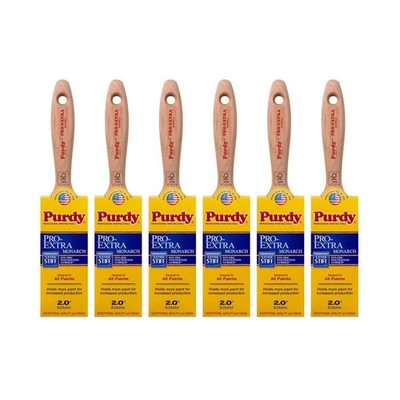 Genuine Purdy 6 Pack Pro-Extra Monarch Flat 2'' Paint Brushes 144234720-6PK