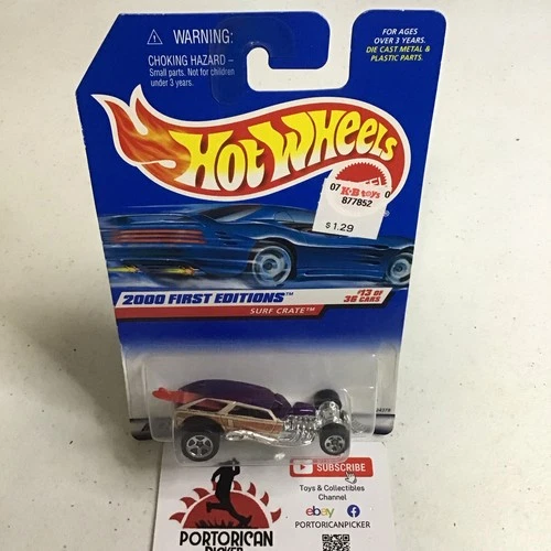 HOT WHEELS 2000 FIRST EDITIONS #073 PURPLE  WOODY SURF CRATE ROD 1/64 MALAYSIA