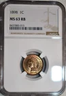 NGC MS-63 RB 1898 Indian Head Cent, Razor-Sharp & Predominantly Red.