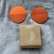 Nespresso Barista Orange Recycled Aluminum Coaster Set of 2 New in Box