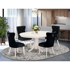 East West Furniture 5-Piece Kitchen Table Set in Linen White/Black