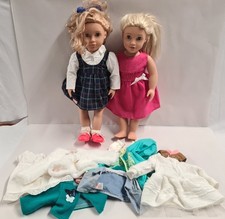 Doll Playset with Blonde and Curly Haired Dolls Clothes Accessories