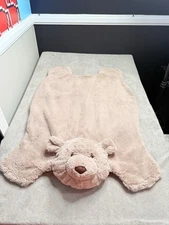 Pottery Barn Kids Bear Plush Play Mat Blanket Rug Faux Fur Baby Blankie Pbk 35”