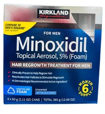Kirkland Minoxidil 5 Foam OTC for Men   6-Month Supply-6 Cans