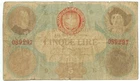 5 LIRE FALSO D'EPOCA BANCA NAZIONALE REGNO D'ITALIA NUOVO TIPO 30/10/1867 MB/BB