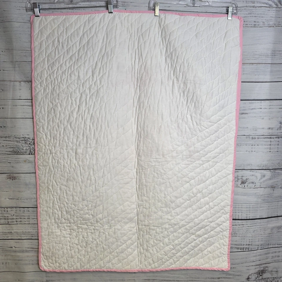 Manta Edredón Bebé Rosa Precious Moments Vintage Conejito Niña Blanco Rosa 33.5x42 Foto 2 de 4