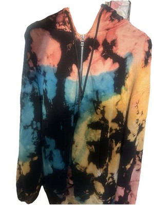 Cotton Citizen  Small Women s Oversized Front Zip Hoodie Tie Dye Sweatshirt Nwot