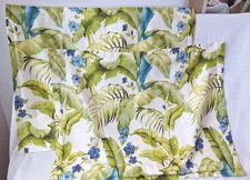 TOMMY BAHAMA  Tropical Palm Leaves Green & Blue Cotton Pillow Shams : Set 2 Std