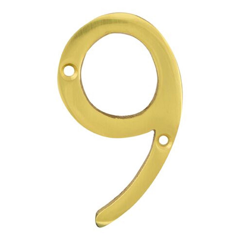 TSS Face Fix Numeral 75mm No.9 Polished Brass (TSSNUMERAL9B)