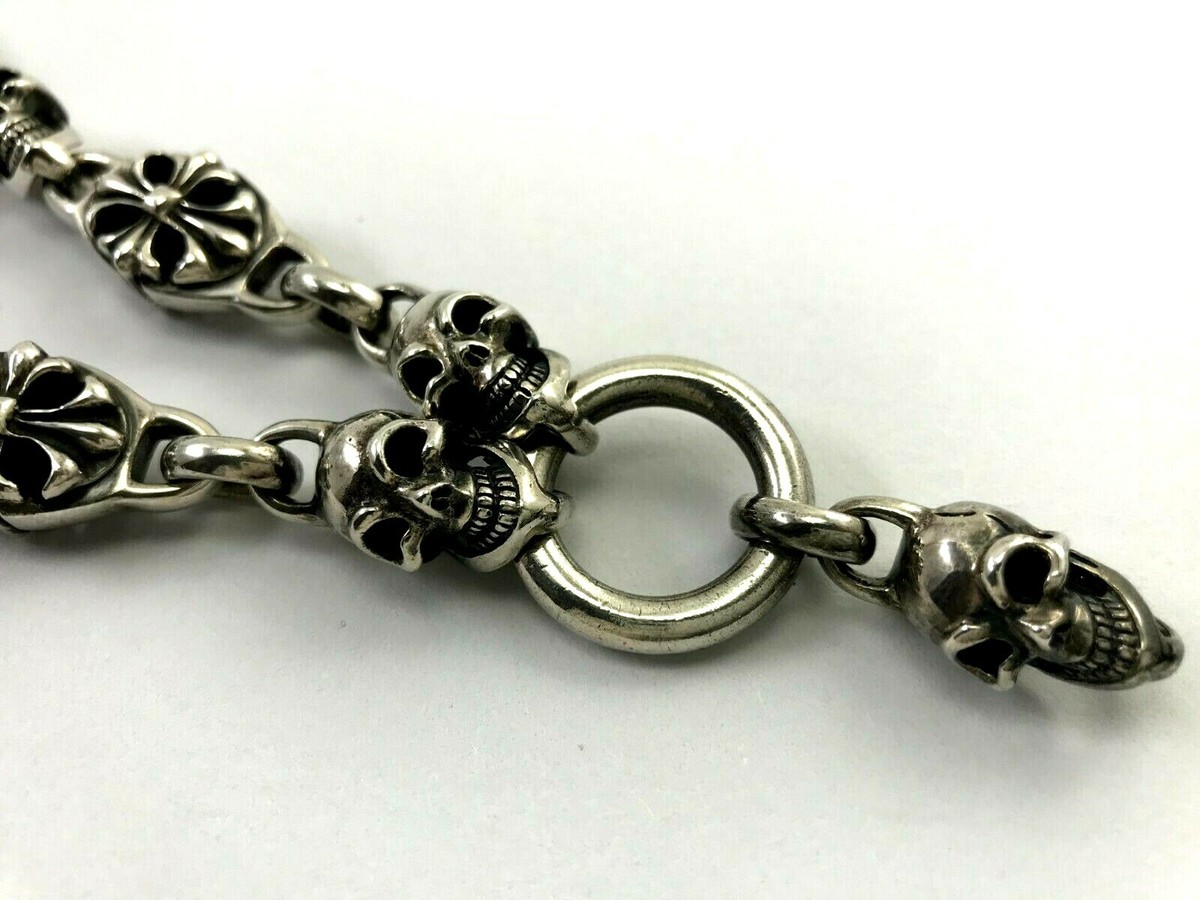 Heavy 925 Sterling Silver Skull Wallet Chain. 323 grams, 54