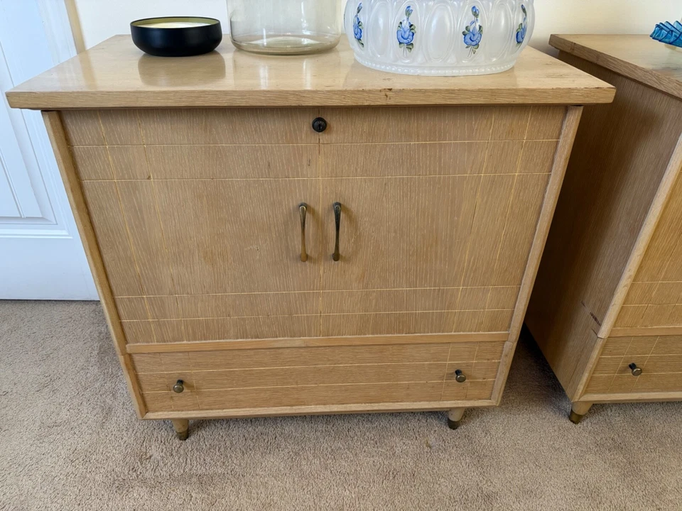 ПАРА ПОДХОДЯЩИХ сундуков из кедра середины века Lane экономия места блондинка красное дерево 1955 - Изображение 3 из 4