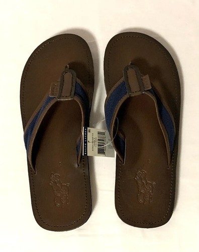 Leather FLIP FLOPS BROWN \u0026 NAVY Sandals 