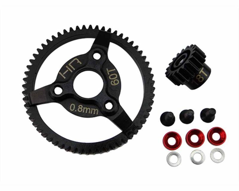 Hot Racing STE260 Steel Pinion and Spur Gear Set (18t/60t 32p) (Red) Traxxas