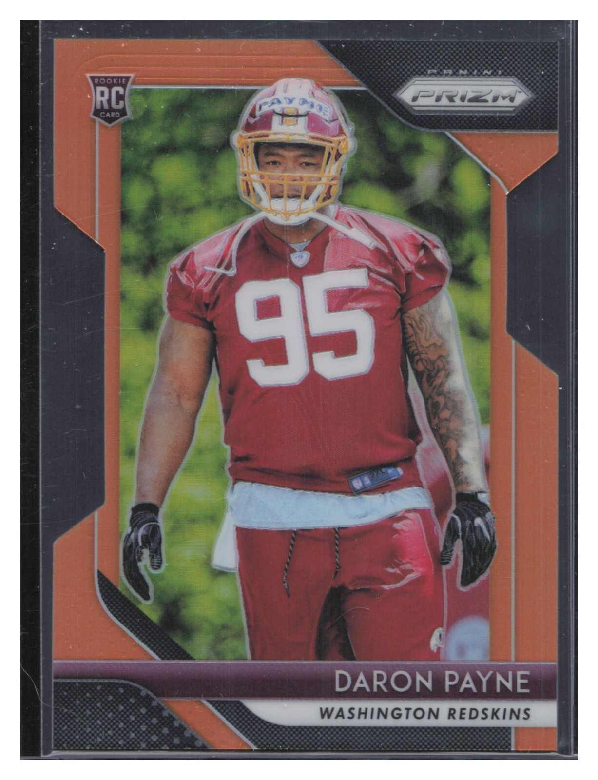 2018 Panini Prizm #245 Daron Payne Orange Die Cut /249 RC Rookie Redskins NFL SP