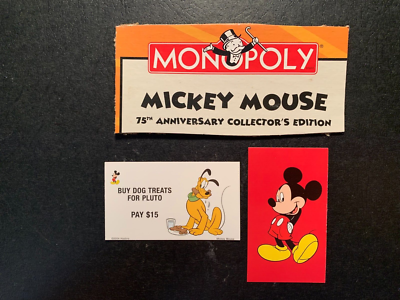 Disney MONOPOLY ディズニー75周年記念版 Monopoly Mickey Mouse BUY DOG TREATS FOR PLUTO CARD 75th