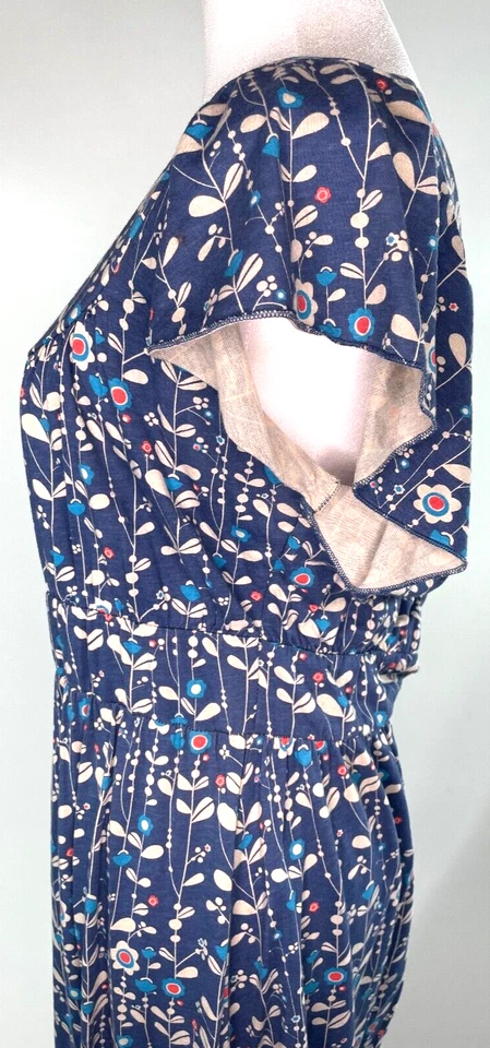 Vestido midi para mujer Fossil azul con mangas acampanadas florales forrado talla mediana Foto 3 de 4