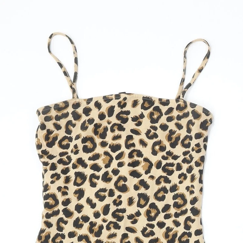 H&M Womens Animal Cotton Blend Bodycon Size 2 - Image 3 of 4