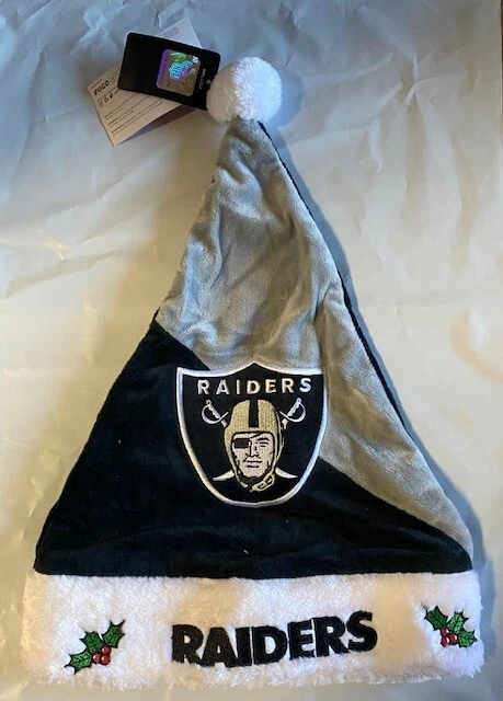 FOREVER COLLECTIBLES Las Vegas Raiders Team Logo Holiday Plush Santa Hat NEW! NWT Christmas SW20