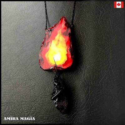 Gothic Necklace Magic Talisman Amulet Pendant Fire Element Custom Jewellery Goth