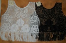 Lace Fringe Trim Overlay Tunic PRAISE Dance White or Black Small Adult NWT