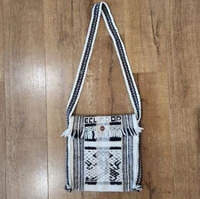 Handmade Aztec crocheted fringe crossbody bag boho festival Vacation Hippie  