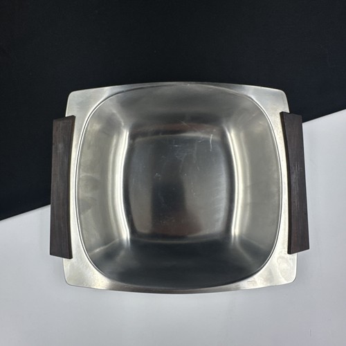 MCM Square Danish Modern Stainless Set Of (2) 8 1/2” Serving Teak Handle Denmark - Picture 12 of 18