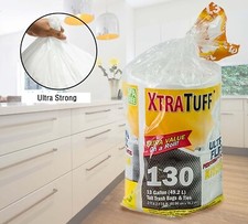 13 Gallon White Trash Bags Kitchen Trash Bags 130 COUNTS 1PACK NEW