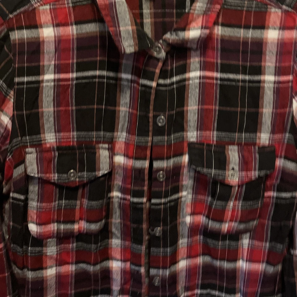 New Direction Womans Red/black Plaid Cotton Flannel Button Up Size S - Изображение 2 из 4