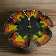 Sequoia Tidbit Candy Dish Handled California Pottery 609 USA black orange yellow