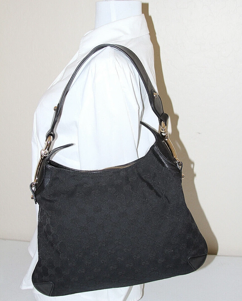 gucci black monogram gg canvas hobo bag