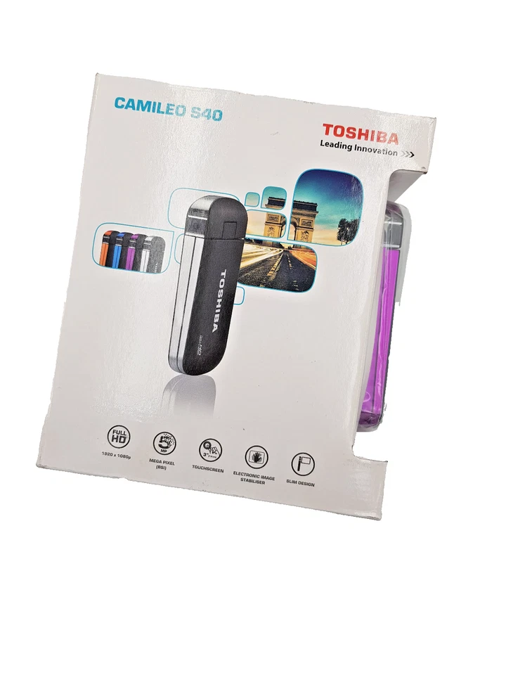 Cámara digital de bolsillo y videocámara Toshiba Camileo S40 Full HD PÚRPURA - Nueva Foto 2 de 4