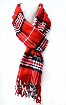 For Womens Mens 100% Cashmere Scotland Made Plaid check Warm Scarves Wool Scarf