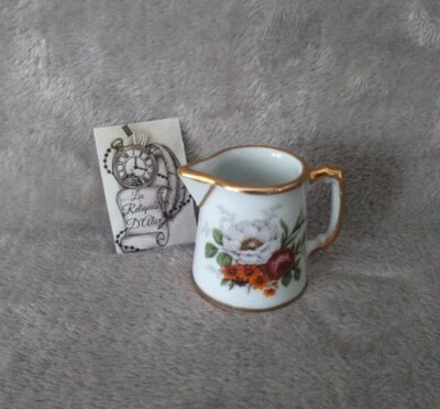 Pichet miniature décor floral Gueret en porcelaine de Limoges France - Photo 1/4