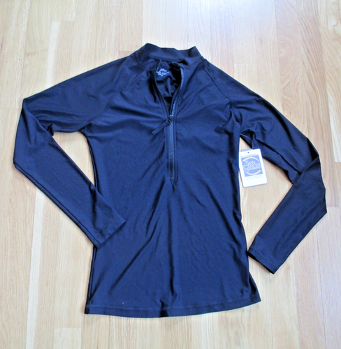 NWT WOMEN'S J. CREW SOLID BLACK RASH GUARD MEDIUM LONG SLEEVE SURF SPF 50