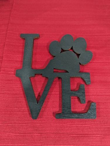 Love w/Pawprint Word Cutout Sign, Cute Dog Signs, Wooden Pet Signs, 3D Wood Sign - Picture 2 of 3