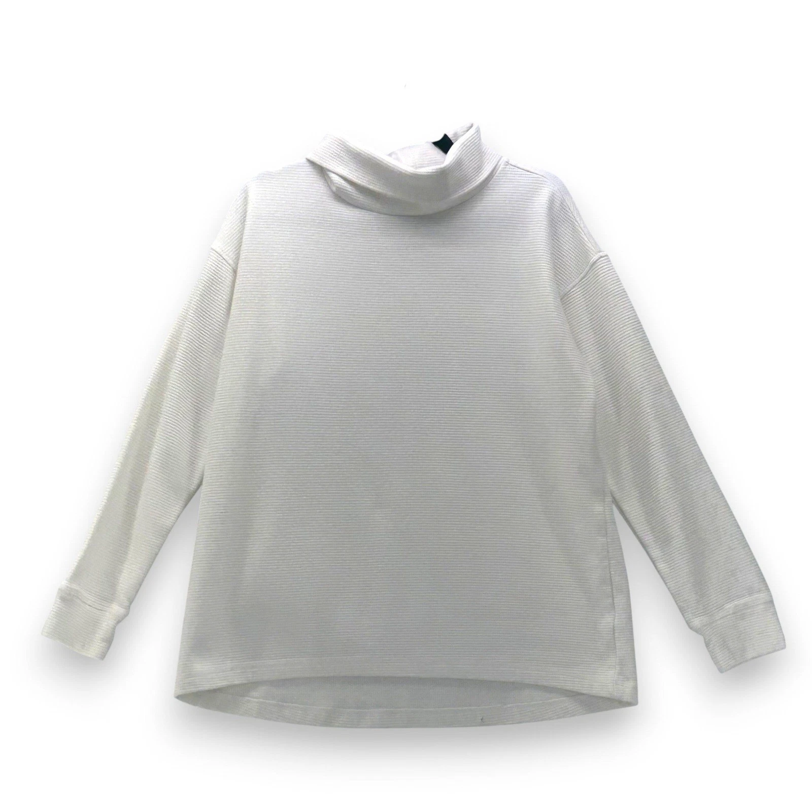 Lands End Womens Knit Turtleneck Large White Baselayer Capsule Minimalist Basic