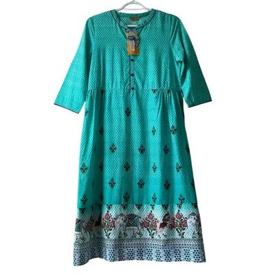 Aurelia Women s Printed Dress Tunic Green Size M Boho Cotton