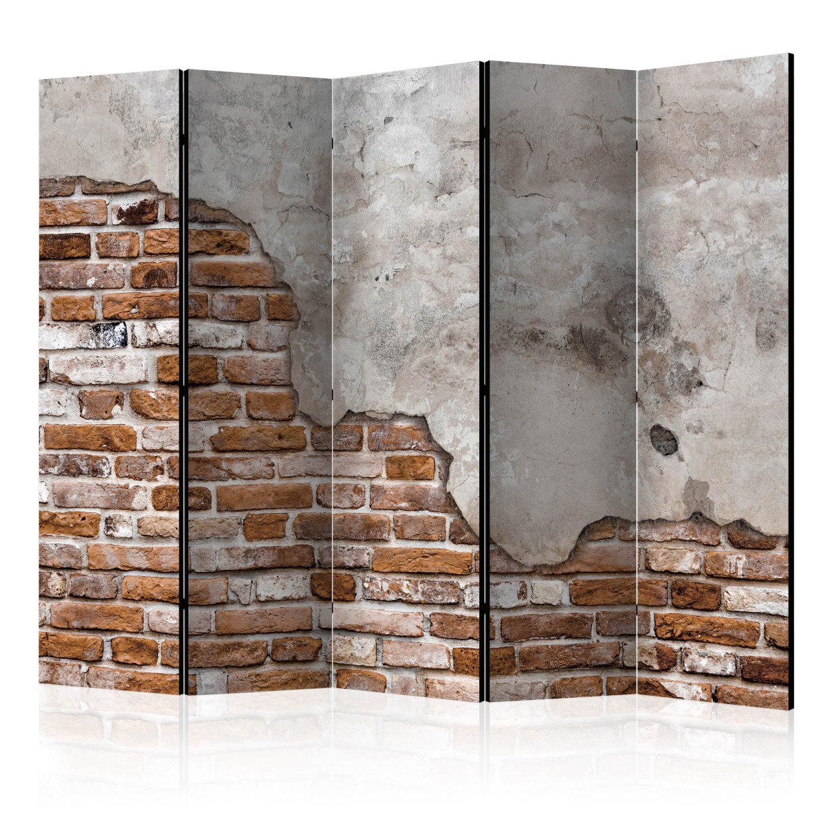 Paravent 5 volets Industrial Duet 172x225cm en bois et toile de qualite