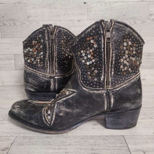 Stivali da cowboy donna Frye Deborah stella borchie western in pelle nera taglia 9 - Foto 8 di 10