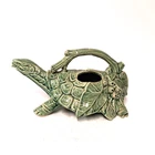 Vintage McCoy Turtle Watering Can Planter Green Ceramic Figural MCM USA Pottery