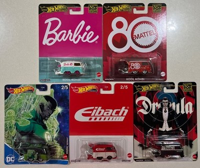 NEW 2026 HOT WHEELS  BARBIE, GREEN LANTERN & EIBACH  KOOL KOMBI BUS LOT 5