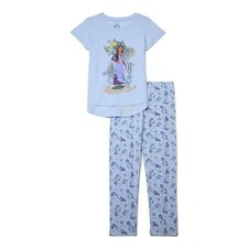 Wish Girls Short Sleeve Leggings Graphic 2pc Outfit Set Blue Size 4