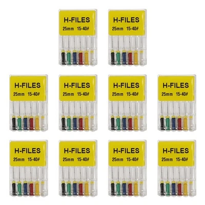 YABANGBANG 60Pcs Dental Endo Root Canal Files Hand Use H-Files Stainless Steel 25mm #15-40